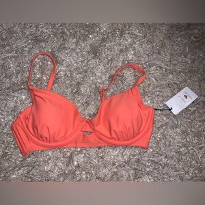 Shade & Shore Coral Bikini Top push up with removable pads - size 34C NWT